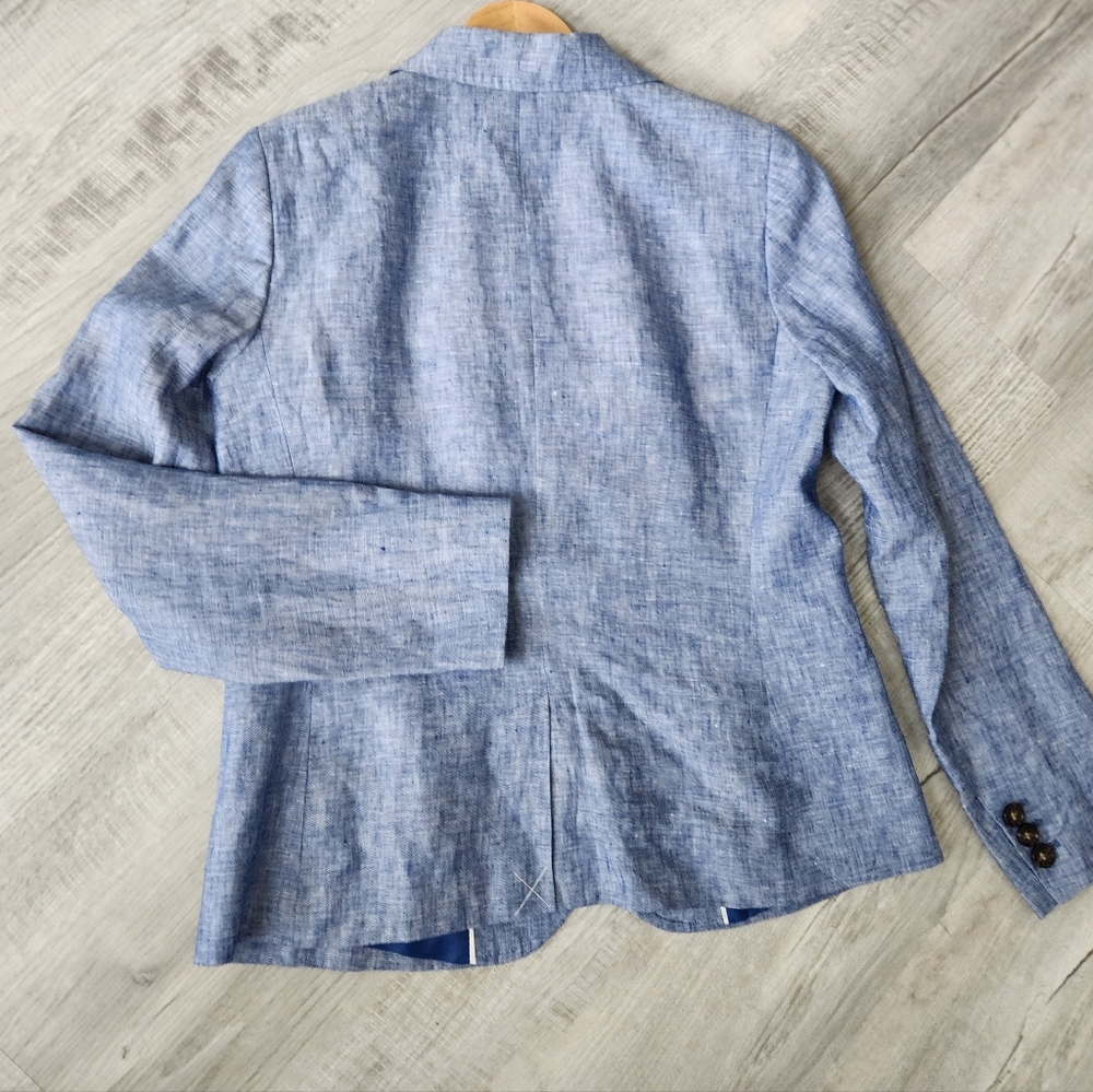 Talbots Chambray Blue Linen 2 Button Lined Blazer… - image 2